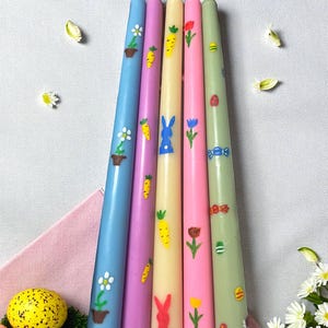 Hand Painted Easter Taper Candles – Handmade Spring Decor Set