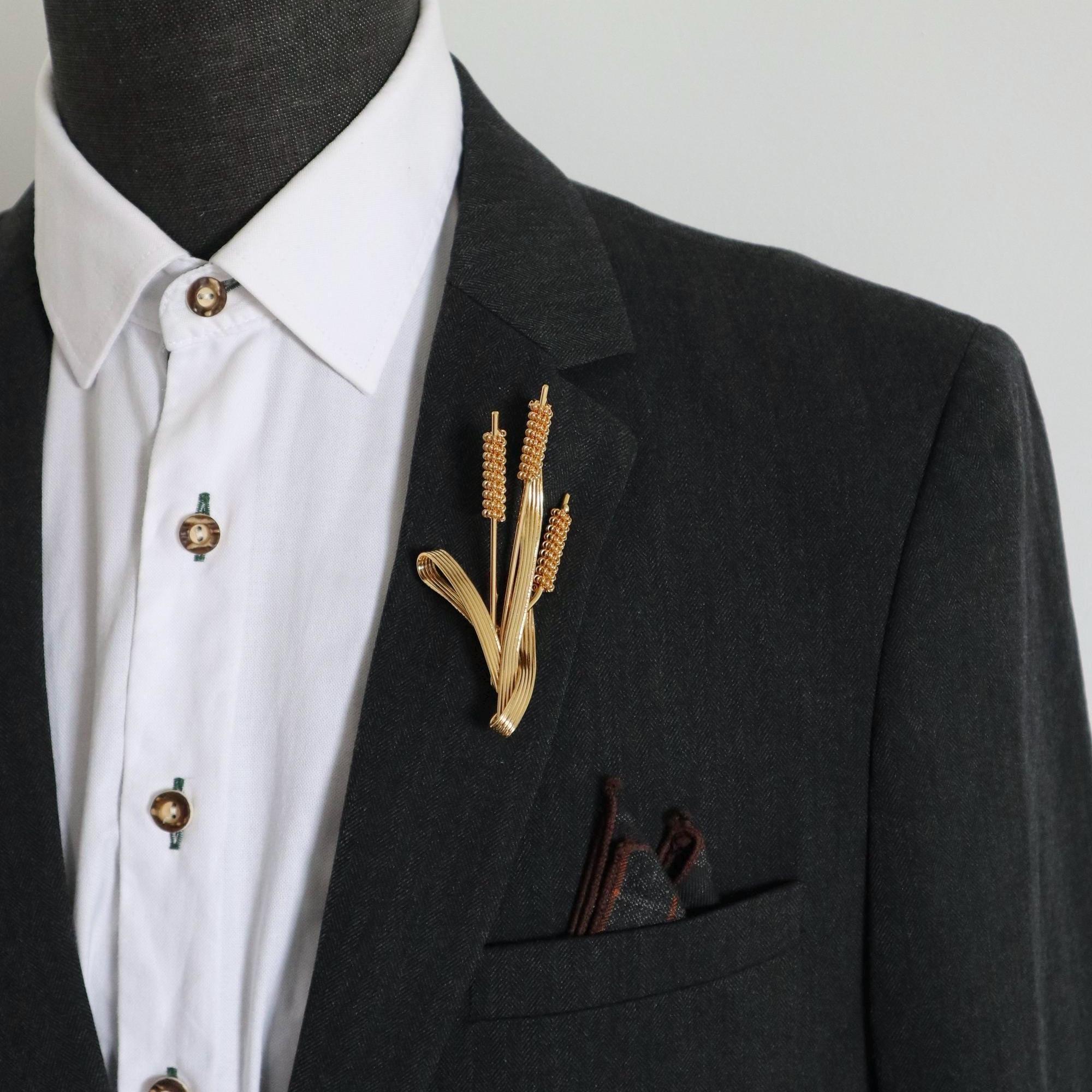 Wheat leaf Brooch gold colour pin Christmas gift