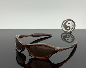Nova Cyber Y2K Sunglasses Spliced Rootbeer Metal X Frame Bronze Juliet Lenses
