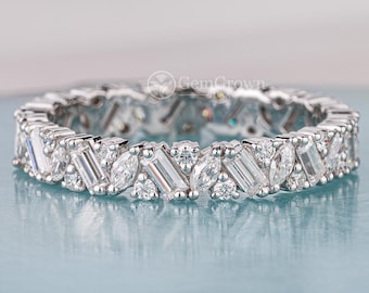 Anillo de promesa de eternidad con racimo de moissanita, forma mixta