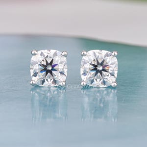 Moissanite 2ct Cushion Cut Solitaire Stud Earrings Single Stone Stud Earrings For Women Daily Wear Earrings Anniversary Gift