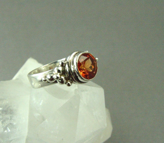 Vintage Padparadscha Sapphire Ring Size 7 / Sterl… - image 3