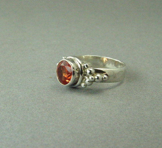 Vintage Padparadscha Sapphire Ring Size 7 / Sterl… - image 5