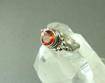 Vintage Padparadscha Sapphire Ring Size 7 / Sterling Silver and Sapphire Ring