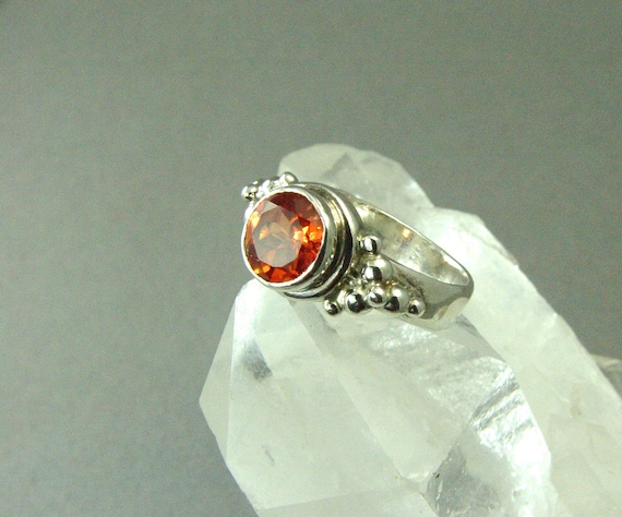 Vintage Padparadscha Sapphire Ring Size 7 / Sterl… - image 1