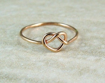 Promise Ring / Rose Gold Heart Ring / Love Knot / Infinity Ring / Sweetheart Ring / Wedding Ring