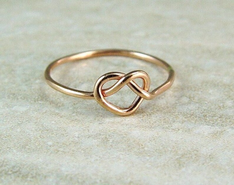 Promise Ring / Rose Gold Heart Ring / Love Knot / Infinity Etsy