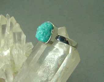 Raw Turquoise and Sterling Silver ring / Size 8