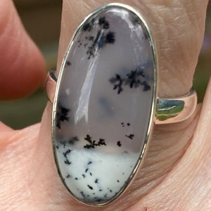 Dendritic Agate and Sterling Silver ring / Size 7