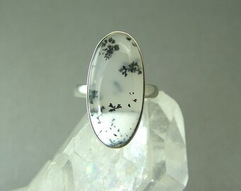 Dendritic Opal and Sterling Silver Ring / Size 7