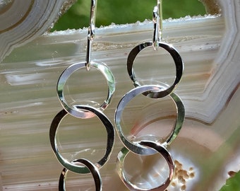 Sterling Silver Dangle Earrings  / Little Black Dress / Silver Hoops / Whisper Light Earrings