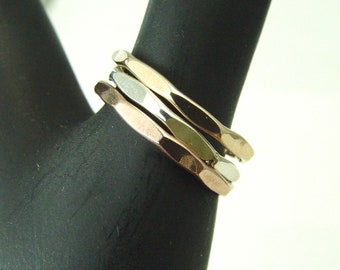 Gold Faceted Stacking Ring / Stacked Ring / Wedding Ring / Faceted Ring / Thumb Ring / Wedding Sale