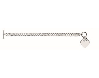 Sterling Silver Medium Heart Toggle Bracelet, Mothers Day Gift, Gift for Her, Love for Her, 1001-0725