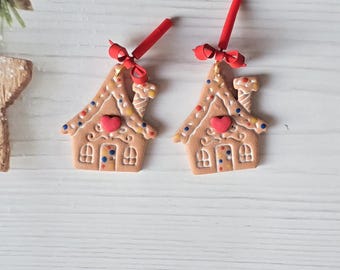 Gingerbread House Earrings – Christmas Polymer Clay Earrings