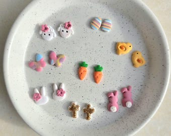 Polymer clay stud earrings |Easter Clay Earrings | Spring Clay Earrings| Handmade Polymer Clay Easter Egg| Easter bunny stud earrings