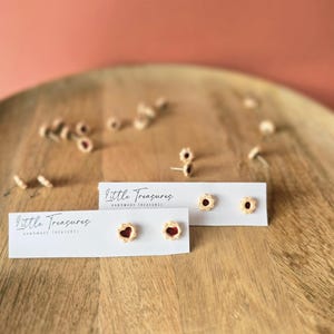 Mini Jammy Dodger Stud Earrings - Biscuit Inspired Polymer Clay Jewellery