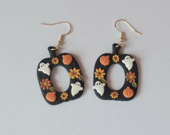 Pendientes de calabaza de Halloween: colgantes de fantasma de arcilla polimérica