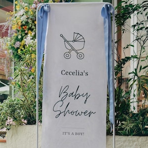 Custom Linen Baby Shower, Sign Personalized Baby Shower Decorate, Fabric Baby Shower Banner, Modern Baby Shower Flag, Baby Shower Sign