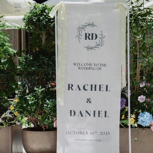 Custom Fabric Wedding Welcome Sign, Modern Outdoor Wedding Banner, Bohemia Wedding Flag, Personalized Wedding Party Decorate, Wedding Sign
