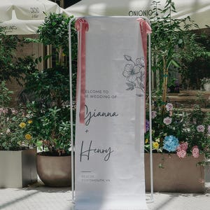 Custom Fabric Wedding Welcome Sign, Modern Outdoor Wedding Banner, Bohemia Wedding Flag, Personalized Wedding Party Decorate, Wedding Sign
