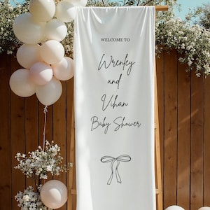 Custom Linen Baby Shower, Sign Personalized Baby Shower Decorate, Fabric Baby Shower Banner, Modern Baby Shower Flag, Baby Shower Sign