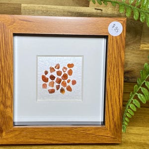 Framed Red Agate Crystal Cluster – 4&quot; x 4&quot; Wood-Look Shadow Box Frame - Stability • Vitality • Protection