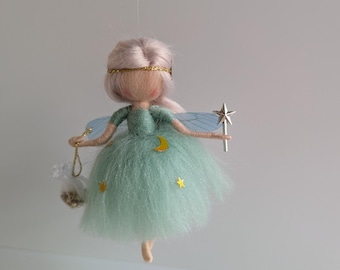 Filzfee, Traumfee Einschlaffee, Kinder, Einschlafbegleitung, Lila, handmade, Fee, Zauberfee, Zauberstab,Geschenk, Engel gefilzt Waldorf blau