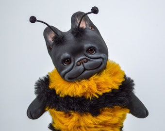 Bea— Bee Happy! Original One of a Kind French Bulldog Sculpture by Dasha Goux
