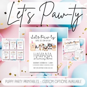 Adopt a Puppy Party Printables | Canva Editable Invite Template | Puppy Party | Let’s Paw-ty Birthday Invitation | Instant Download
