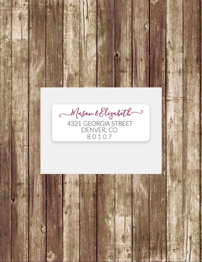 Return address label custom 2 5/8 x 1 inch rectangular, white photo gloss label, sticker, wedding announcements SET OF 30 image 2