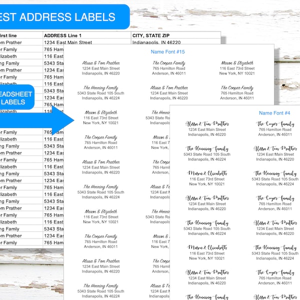 Guest Address Labels, Printed - Custom individual Guest Address Labels - 1" x 2 5/8", Wedding labels, Save the date, Invitations,  30/sheet