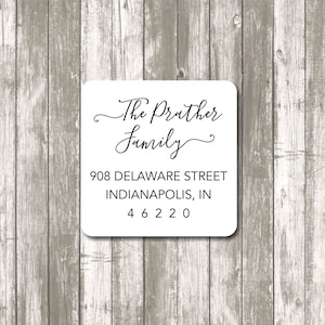 Return address label - custom- 2 x 2 inch square, white photo gloss label, sticker,  wedding announcements - SET OF 20