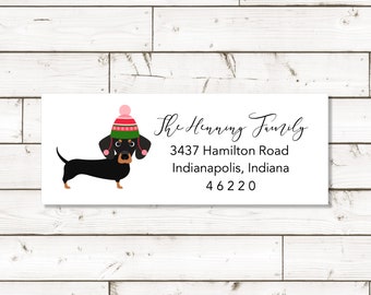 Christmas Return address label - custom- 2 5/8 x 1 inch rectangular, brown kraft label, sticker, Christmas Label - SET OF 30