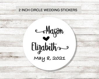 Wedding Sticker-Envelope seal, sheet of 20, 2 in" circle, white photo gloss label,  wedding announcements, wedding invitation, save the date