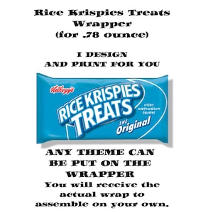 Printed - Rice Krispy Treat Wrapper - Min. Order is 10 - I print, design and mail to you.