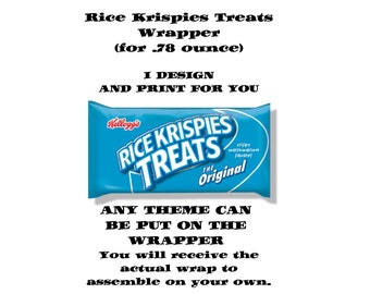 Printed - Rice Krispy Treat Wrapper - Min. Order is 10 - I print, design and mail to you.
