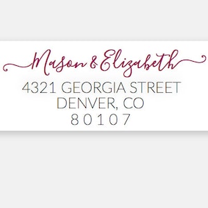 Return address label custom 2 5/8 x 1 inch rectangular, white photo gloss label, sticker, wedding announcements SET OF 30 image 1