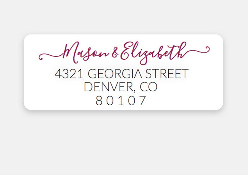 Return address label custom 2 5/8 x 1 inch rectangular, white photo gloss label, sticker, wedding announcements SET OF 30 image 1