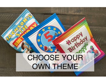 PERSONALIZED - ANY THEME you want -  Custom Chip Bag  - Chip Bag - I design and you print.