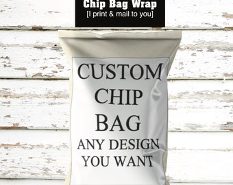 Printed - ANY THEME you want -  Custom Chip Bag  - Chip Bag - I print and ship to you. Crimped and folded for a finished look.