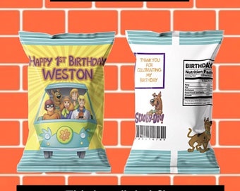DIGITAL FILE - Scooby Doo  Chip Bag Wrap - I design and you print.
