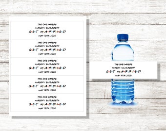 YOU PRINT Friends themed water bottle labels - DIY Printing - Friends sticker- Any information can be put on label.