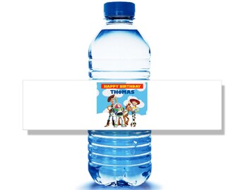 Printed -TOY STORY Custom Water Bottle Labels - 10 labels -Toy Story - Custom Water Bottle Wraps - White Label - Printed Labels