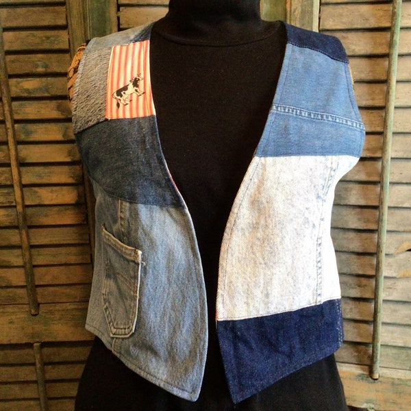 Blue Jean Vest Etsy