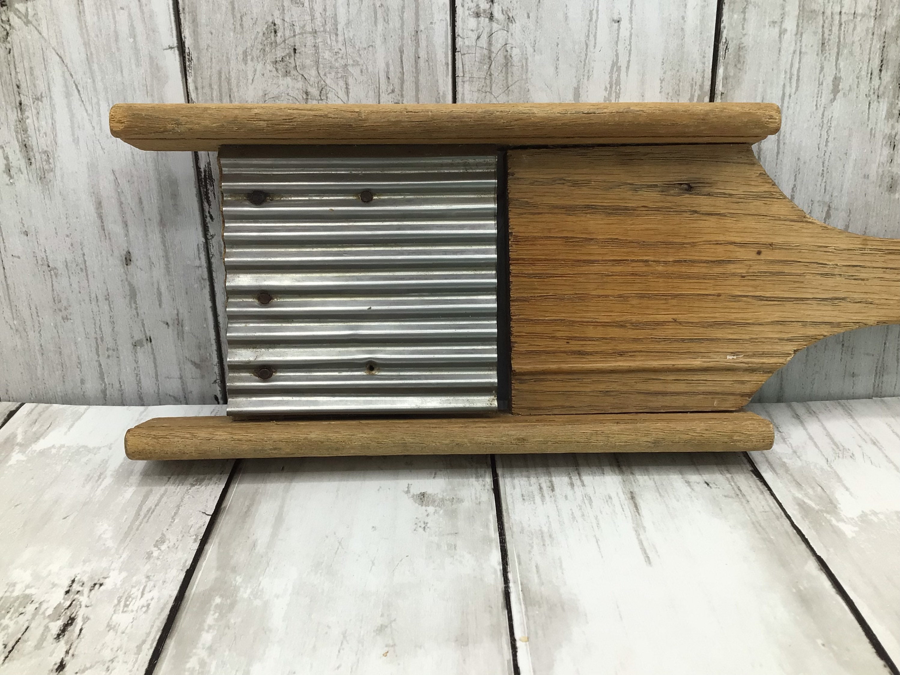 Vintage Vegetable Metal Slicer, Vintage Mandolin Slicer, Wood Metal Crinkle Cutter, Vintage