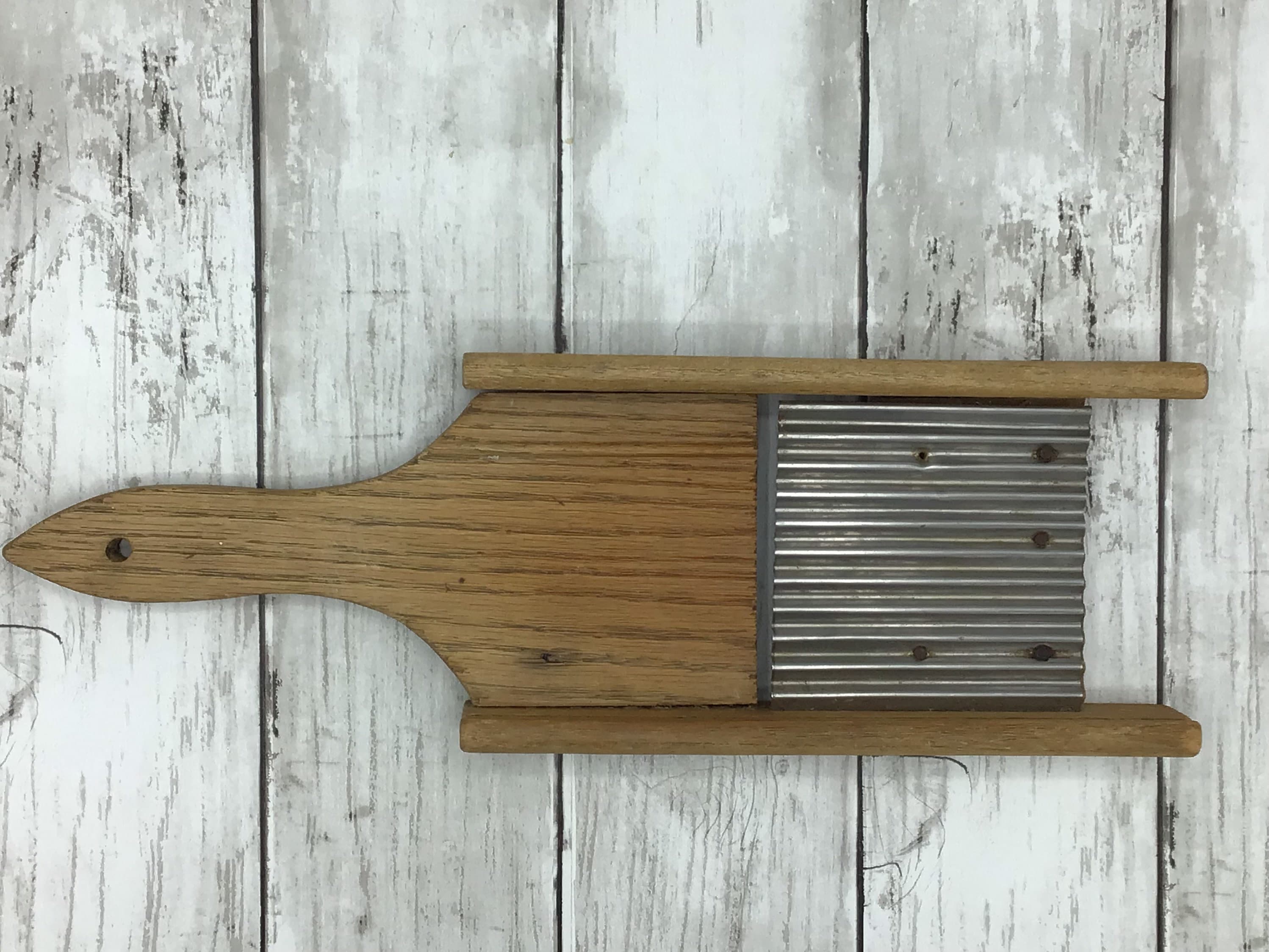 Vintage Vegetable Metal Slicer, Vintage Mandolin Slicer, Wood Metal Crinkle Cutter, Vintage