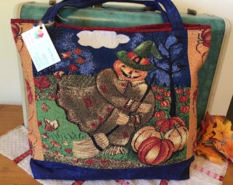 Pumpkin Witch Tote, Halloween Tote Bag, Pumpkin Purse, Spooky Fun Halloween Bag, Fall Pumpkin Tote Bag, Whimsical Halloween Tote