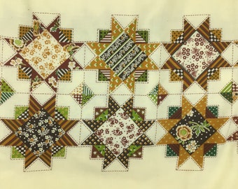 Cheater Quilt Fabric 4 Yards, Brown Quilt Fabric, Cheater Quilt Star Fabric, Printed Quilt Block fabric