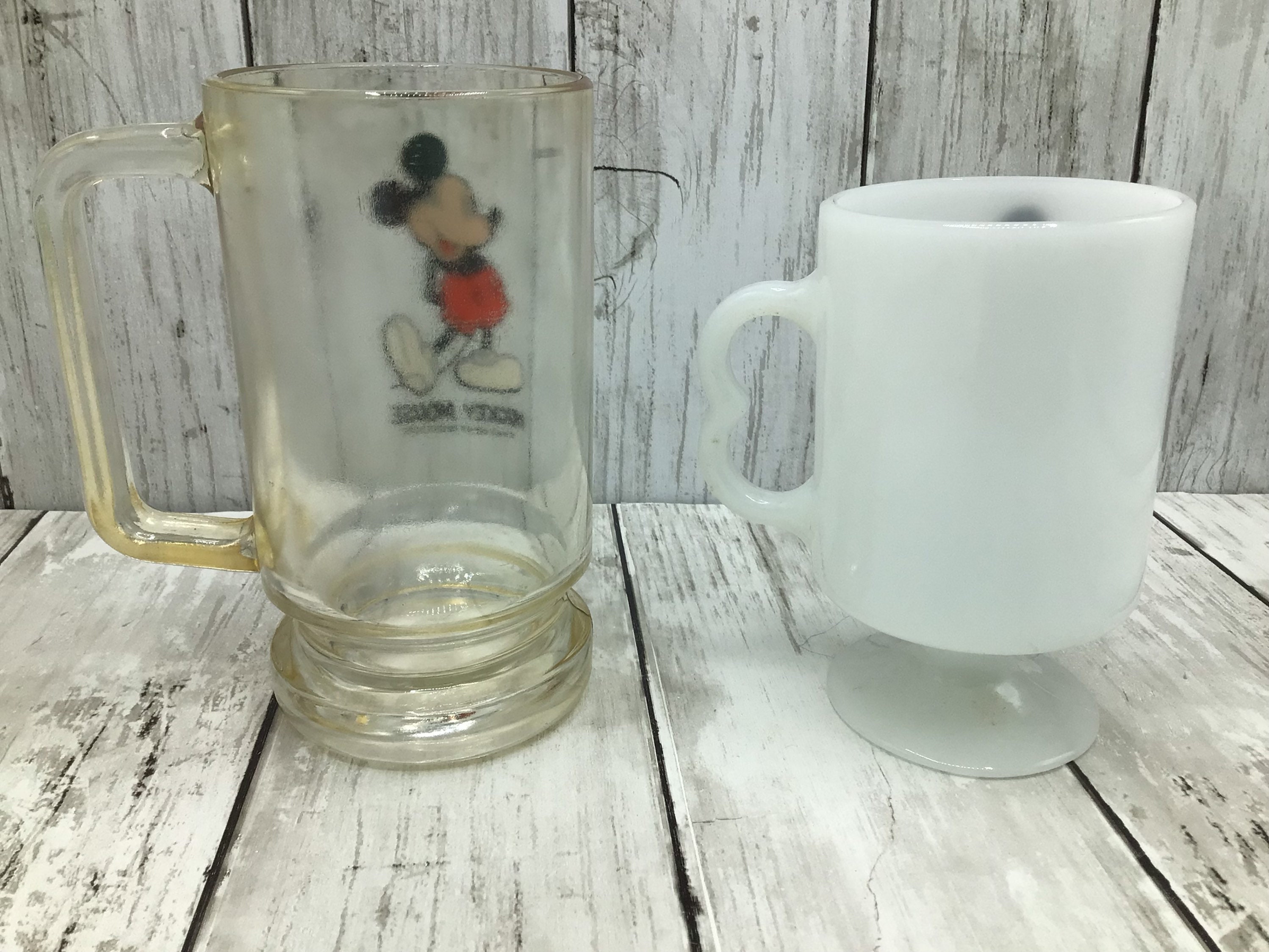 Vintage Mickey Mouse & Minnie Mouse White Milk Glass Coffee Mug – Jewelry  Bubble