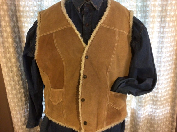 Vintage Men’s Suede Vest, Dad Gift, Western Suede… - image 1